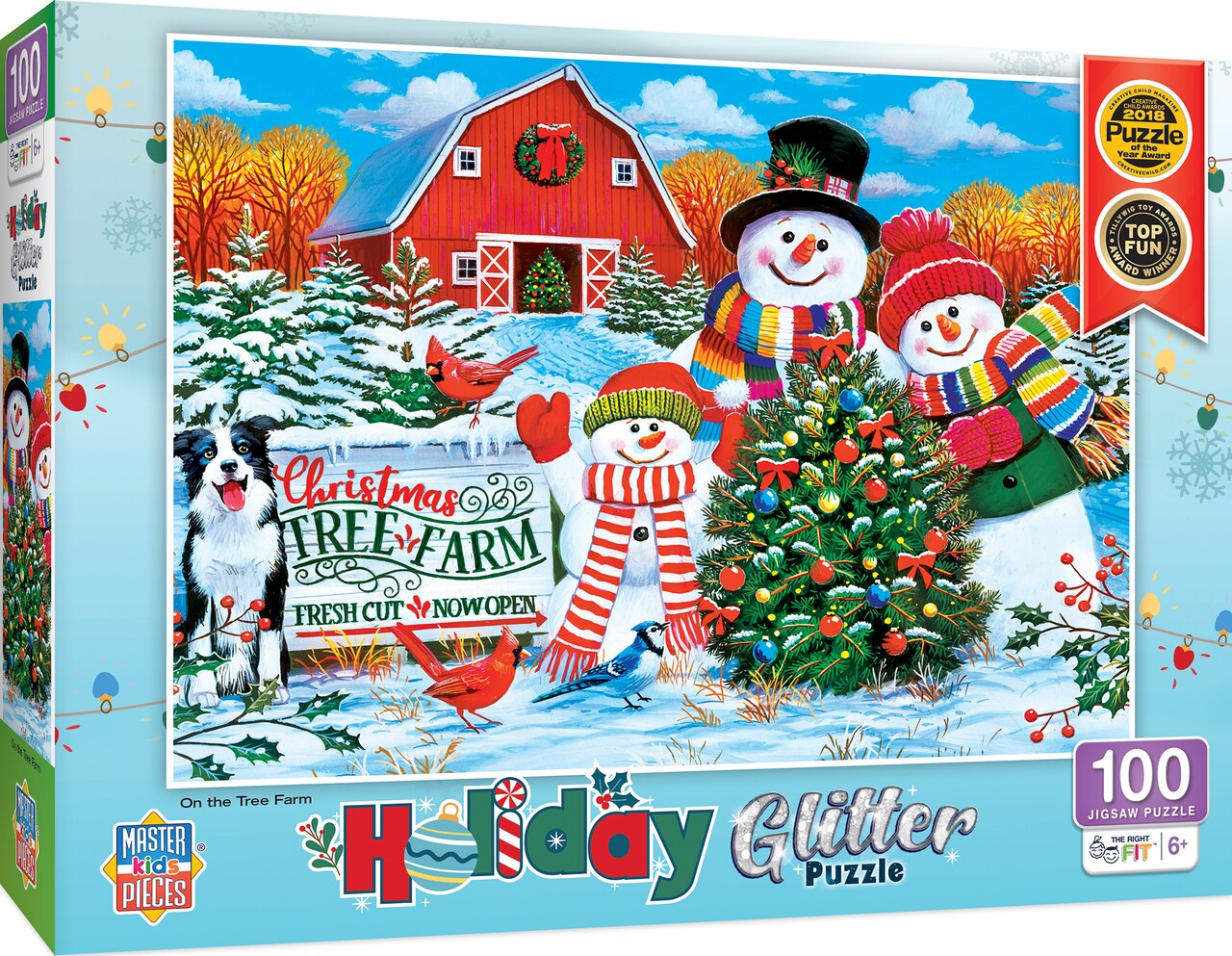 MasterPieces 100 Piece Glitter Christmas Jigsaw Puzzle - Holiday Tree Farm - 19"x14"